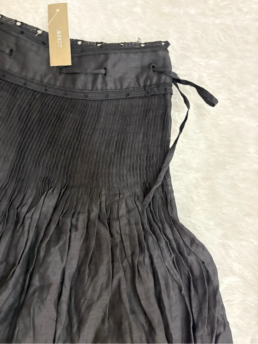 J CREW Pintuck bow mini skirt in ramie Black Eyelet Whimsigoth Mini Skirt Size 0